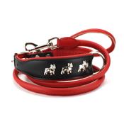 Collier BOULEDOGUE FRANCAIS en cuir noir et rouge