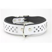 Collier pour chien en CUIR CLOUTE blanc