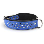 Collier pour chien en CUIR CLOUTE bleu