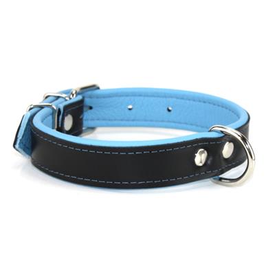 Collier EN CUIR noir et bleu