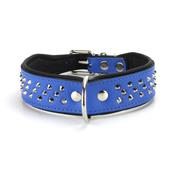 Collier pour chien en CUIR CLOUTE bleu