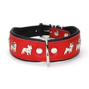 Collier BOULEDOGUE FRANCAIS en cuir rouge