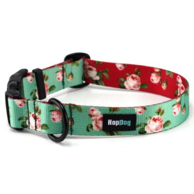 VINTAGE ROSES MINT collier chien à fleurs