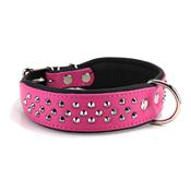 Collier pour chien en CUIR CLOUTE rose