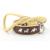 Collier BOULEDOGUE FRANCAIS en cuir mrron 