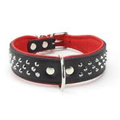 Collier pour chien en CUIR CLOUTE noir et rouge