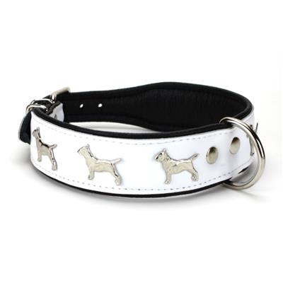Collier BULL TERRIER en cuir blanc