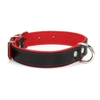 Collier pour chien EN CUIR noir et rouge