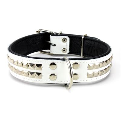 Collier GROS CHIEN en cuir blanc