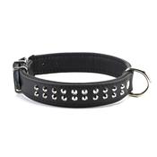 Collier en CUIR CLOUTE 2 RANGS noir