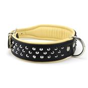 Collier pour chien en CUIR CLOUTE noir et cru