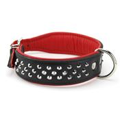 Collier pour chien en CUIR CLOUTE noir et rouge