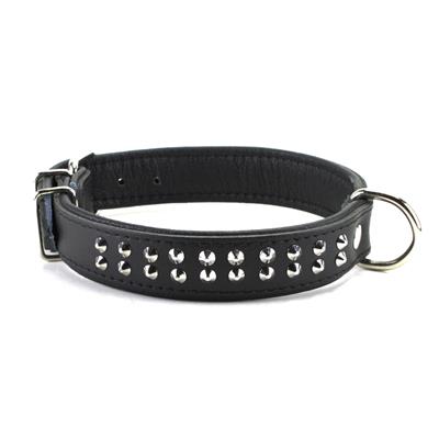 Collier en CUIR CLOUTE 2 RANGS noir