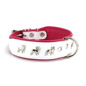 Collier BOULEDOGUE FRANCAIS en cuir blanc et rose