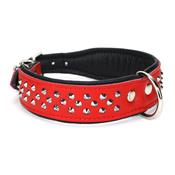 Collier pour chien en CUIR CLOUTE rouge