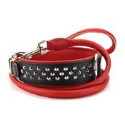 Collier pour chien en CUIR CLOUTE noir et rouge