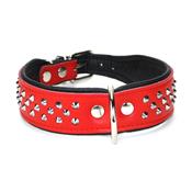 Collier pour chien en CUIR CLOUTE rouge