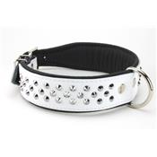 Collier pour chien en CUIR CLOUTE blanc