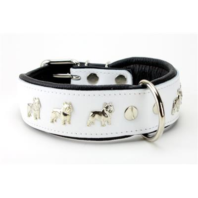 Collier BOULEDOGUE FRANCAIS en cuir blanc